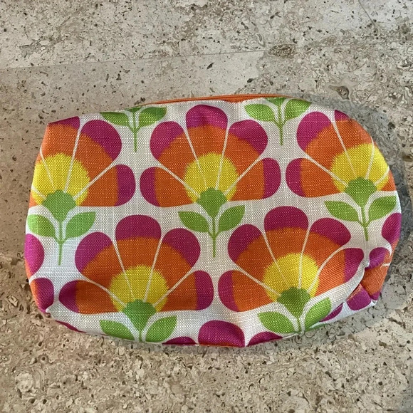 EUC Clinique Floral 7” X 10” Lined Cosmetic / Makeup Bag - Picture 2 of 6